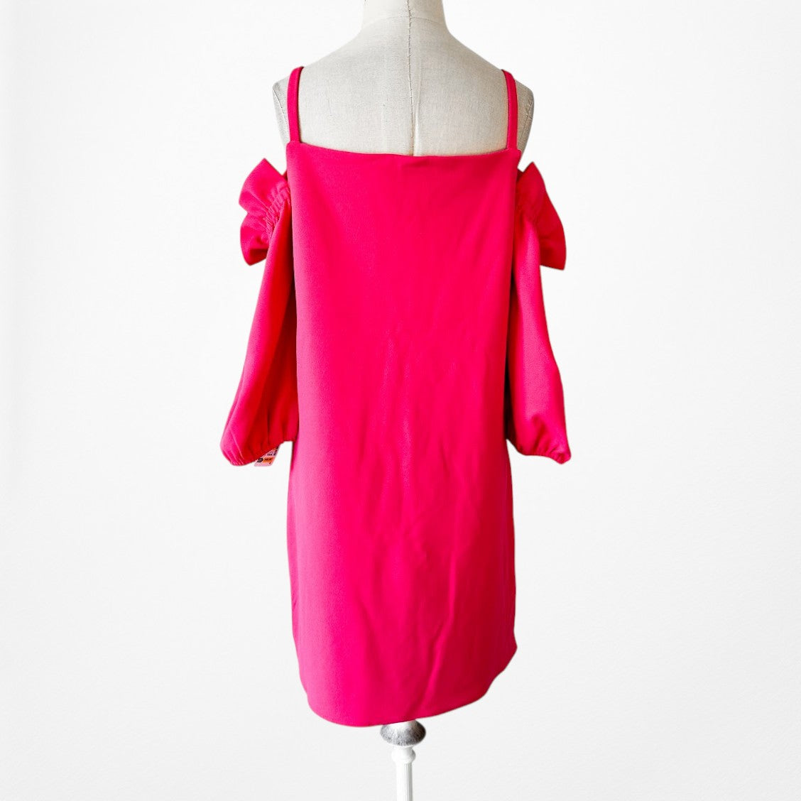 Vintage Y2K Pink Cold Shoulder Long Puffy Sleeve Shift Preppy Dress Size M