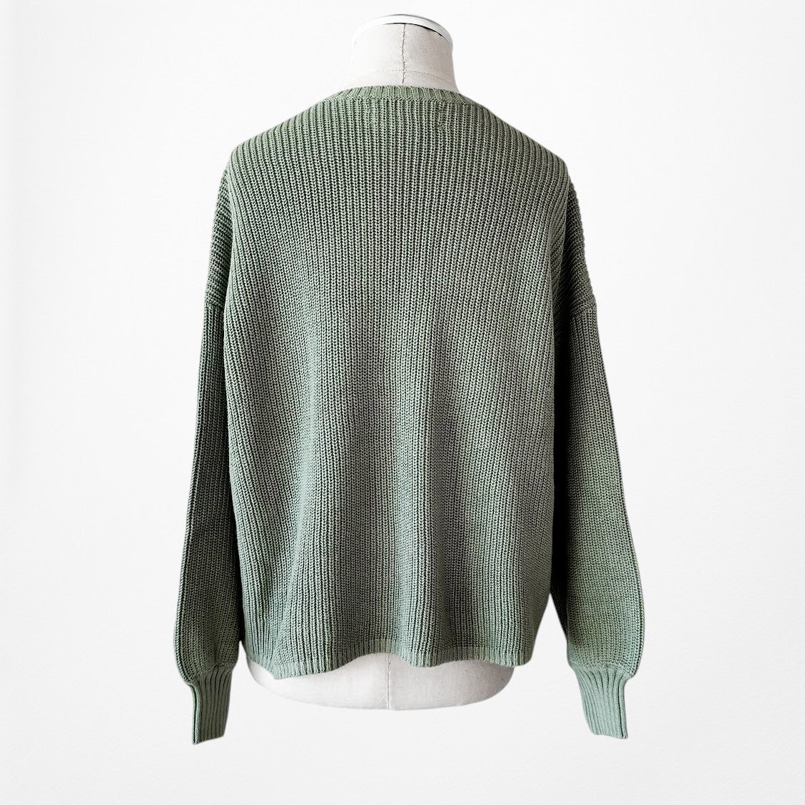 Vintage Y2K Camo Green V-Neck Long Puffy Sleeve Knit Oversized Sweater Size S/M