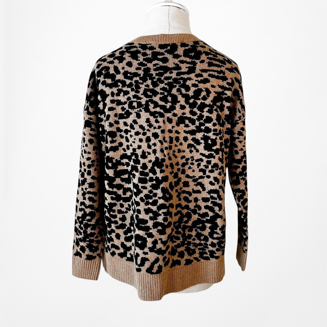 Vintage Y2K Brown Black Printed Wool Blend Crewneck Pullover Sweater Size S