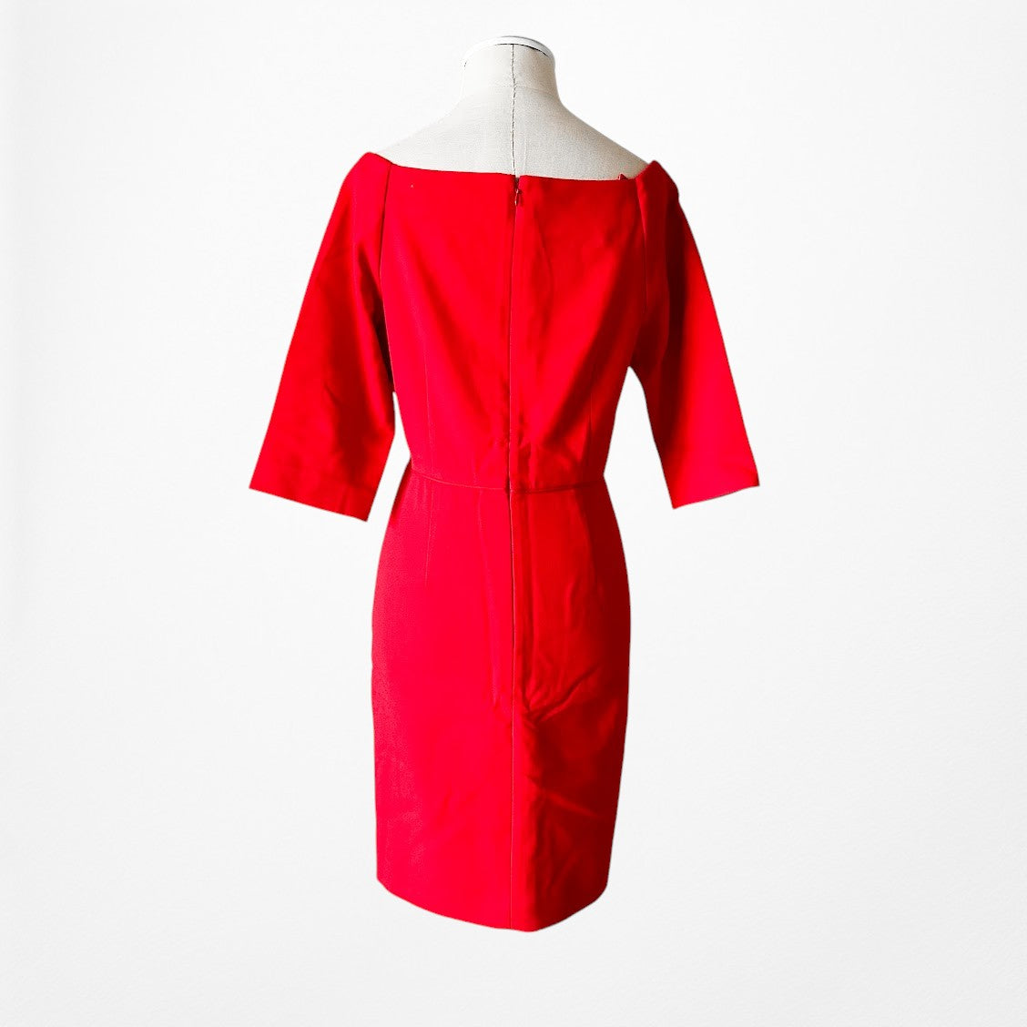 Vintage Y2K Red Quarter Sleeve Knee Length Bodycon Cocktail Dress Size M