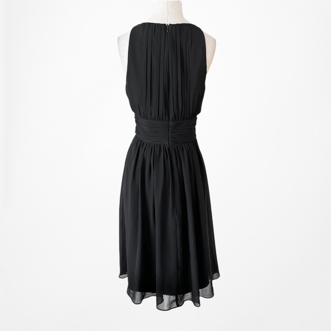 Vintage Y2K Sleeveless Pleated Knee Length A-Line Flared Cocktail Dress Size M