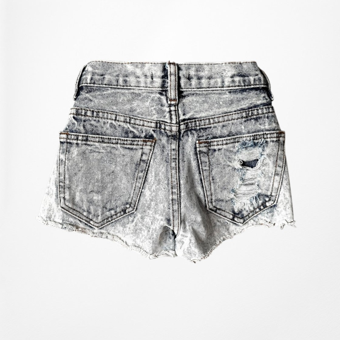 Vintage Y2K Studded Rhinestone Acid Wash Distressed High Rise Denim Shorts XS/S