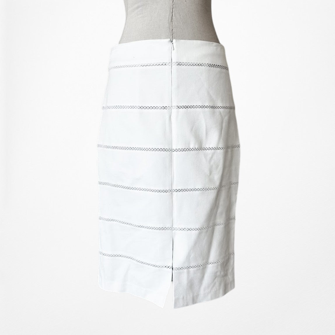 Vintage Y2K 90s White Straight Pencil Bodycon Knee Length Casual Skirt Size S/M