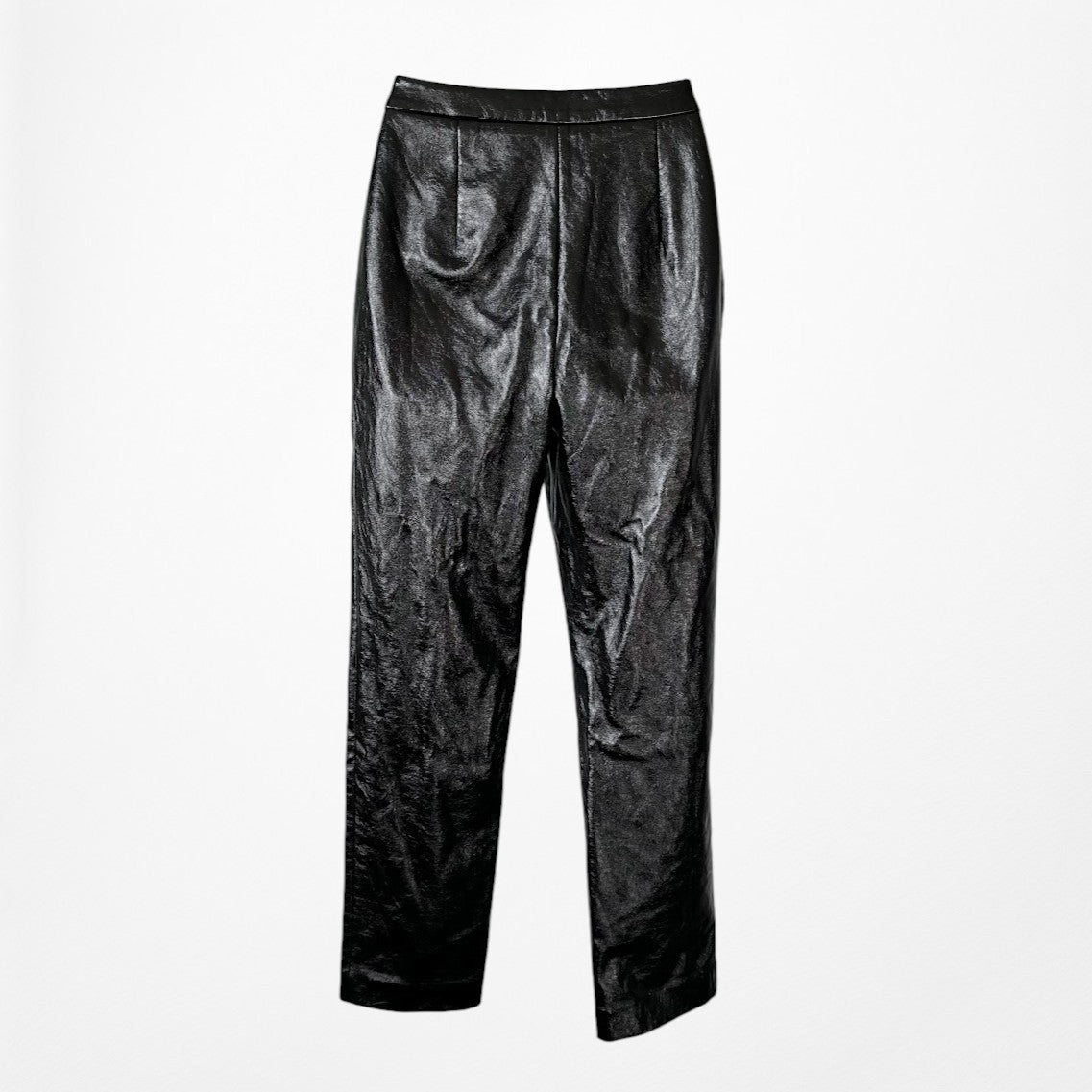 Vintage Y2K Black Patent Faux Leather Look Slim Leg Pants Size XS/S