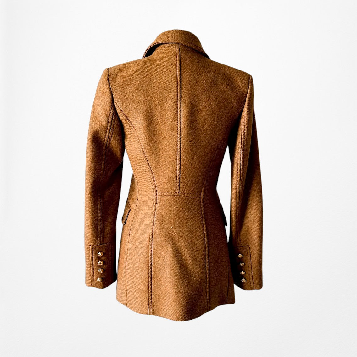 Zara Brown Double Breasted Shoulder Padded Blazer Jacket Coat Size XS