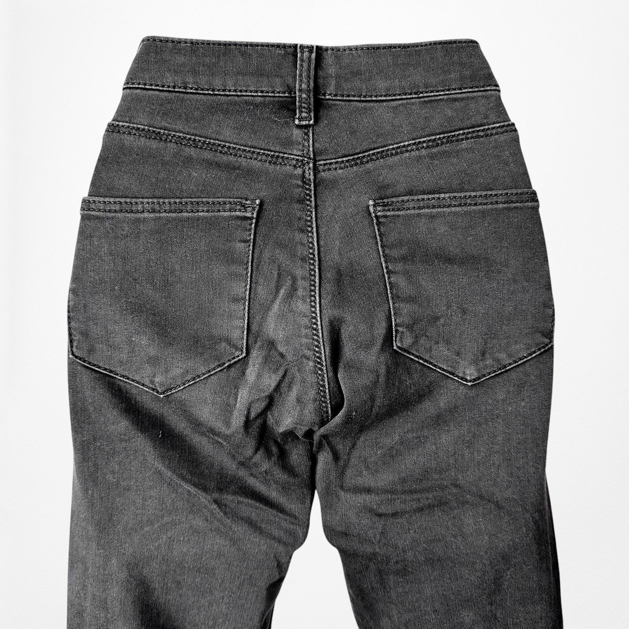 Topshop Dark Gray Faded Wash High Waisted Ripped Knee Skinny Jeans Size XS