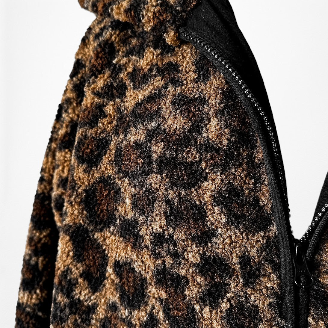 Vintage Brown Black Oversized Leopard Print Bomber Style Hooded Jacket Size S