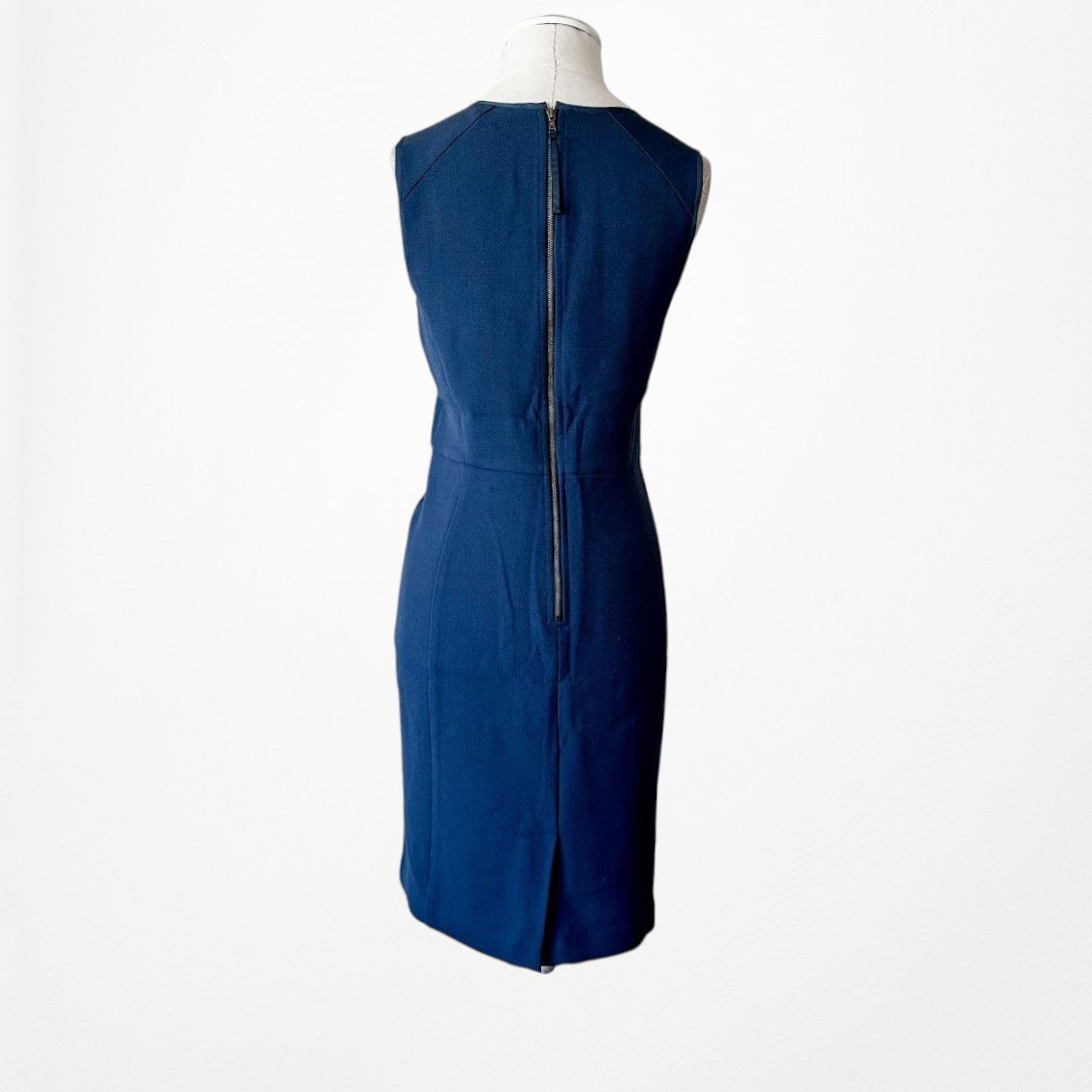 Vintage Y2K Navy Blue Knee Length Knit Sleeveless Sheath Cocktail Dress Size M