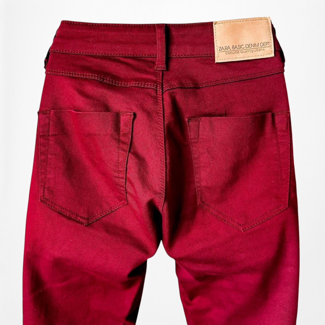 Zara Burgundy Red High Waisted Skinny Jeans Pants Trousers Size XS