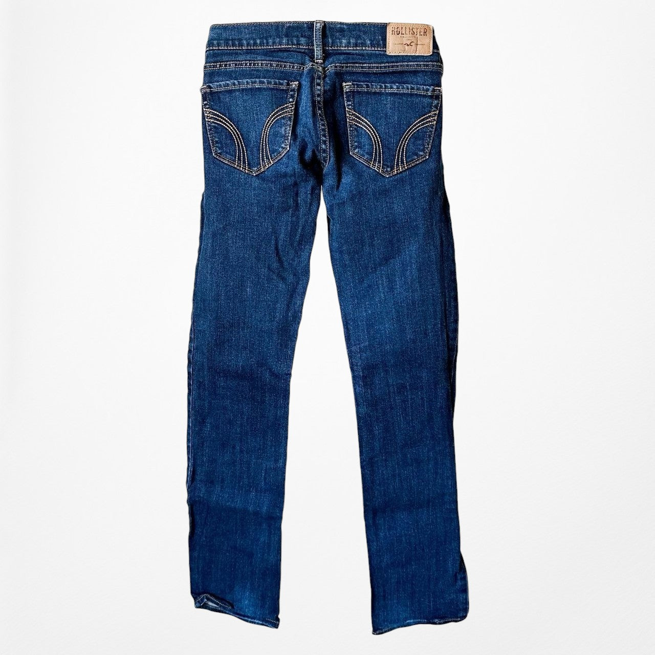 Hollister Dark Blue Wash Low Rise Slim Straight Cut Denim Jeans Size 1S/XS