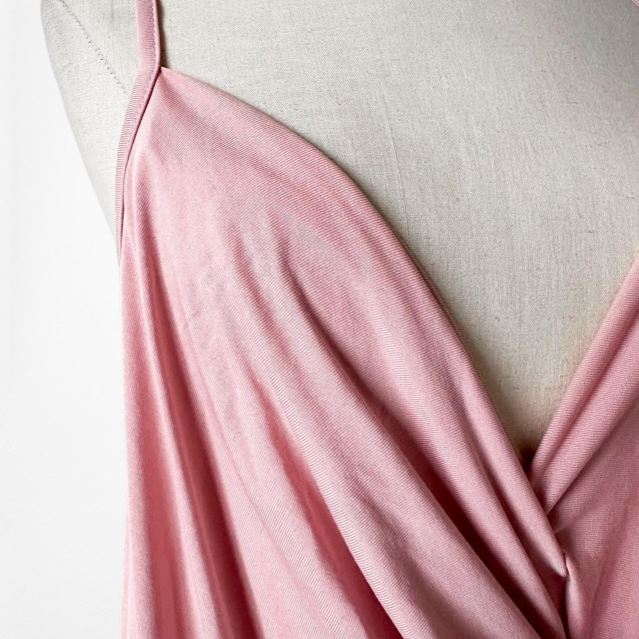 Vintage Y2K Pink Cami Knit Cowl Neck Draped Casual Tank Cami Top Size M/L