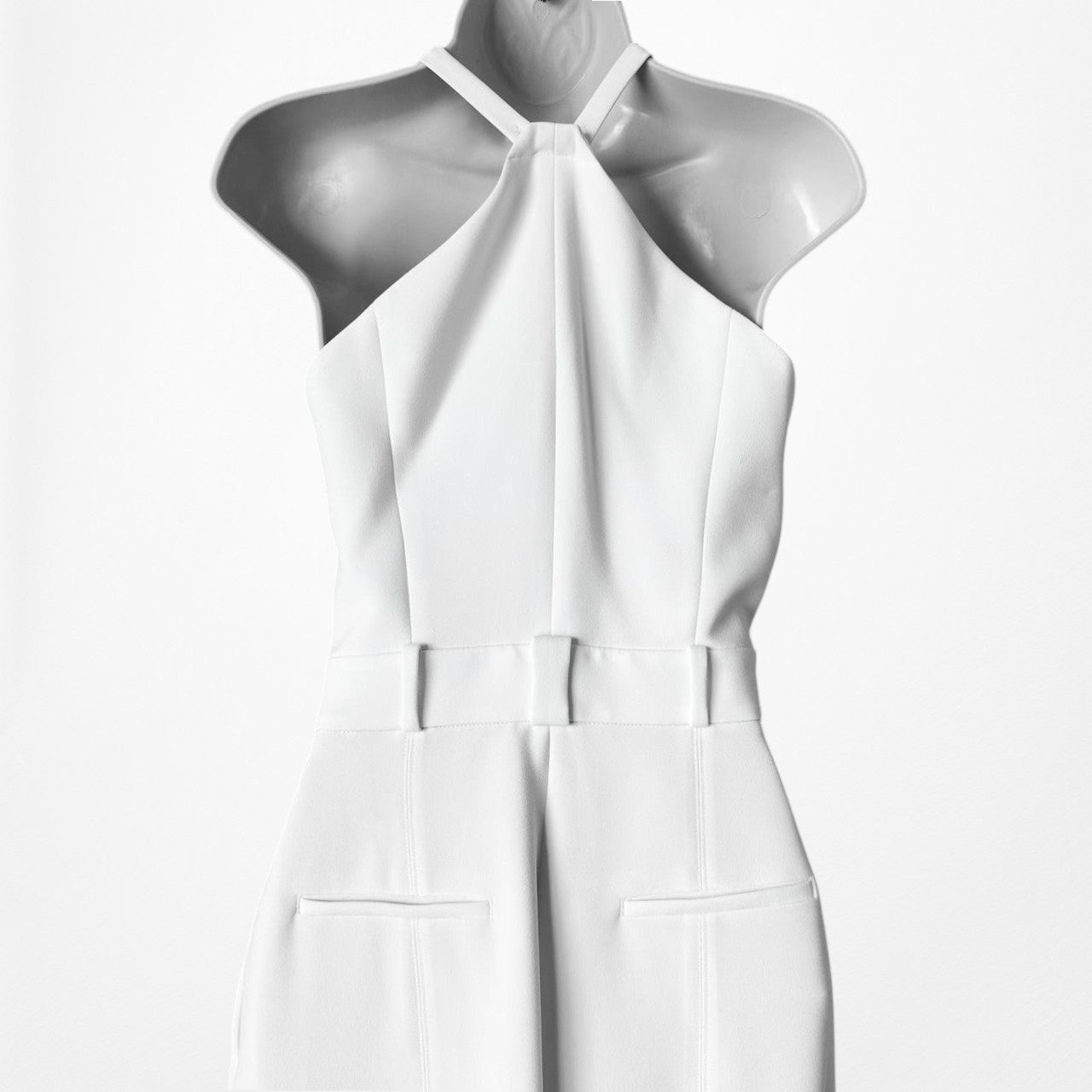 Massimo Dutti White Sleeveless Tapered Leg Tailored Halter Jumpsuit Size S