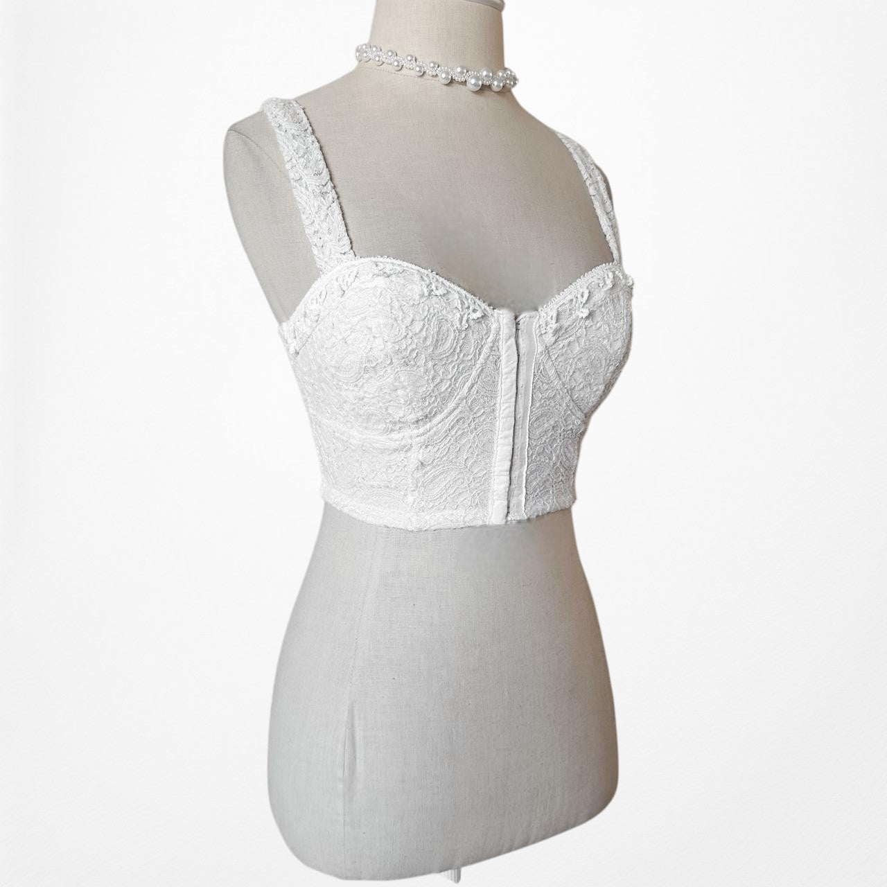 2B Bebe White Lace Bustier Corset Cami Tank Crop Top Size XS