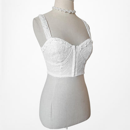 2B Bebe White Lace Bustier Corset Cami Tank Crop Top Size XS