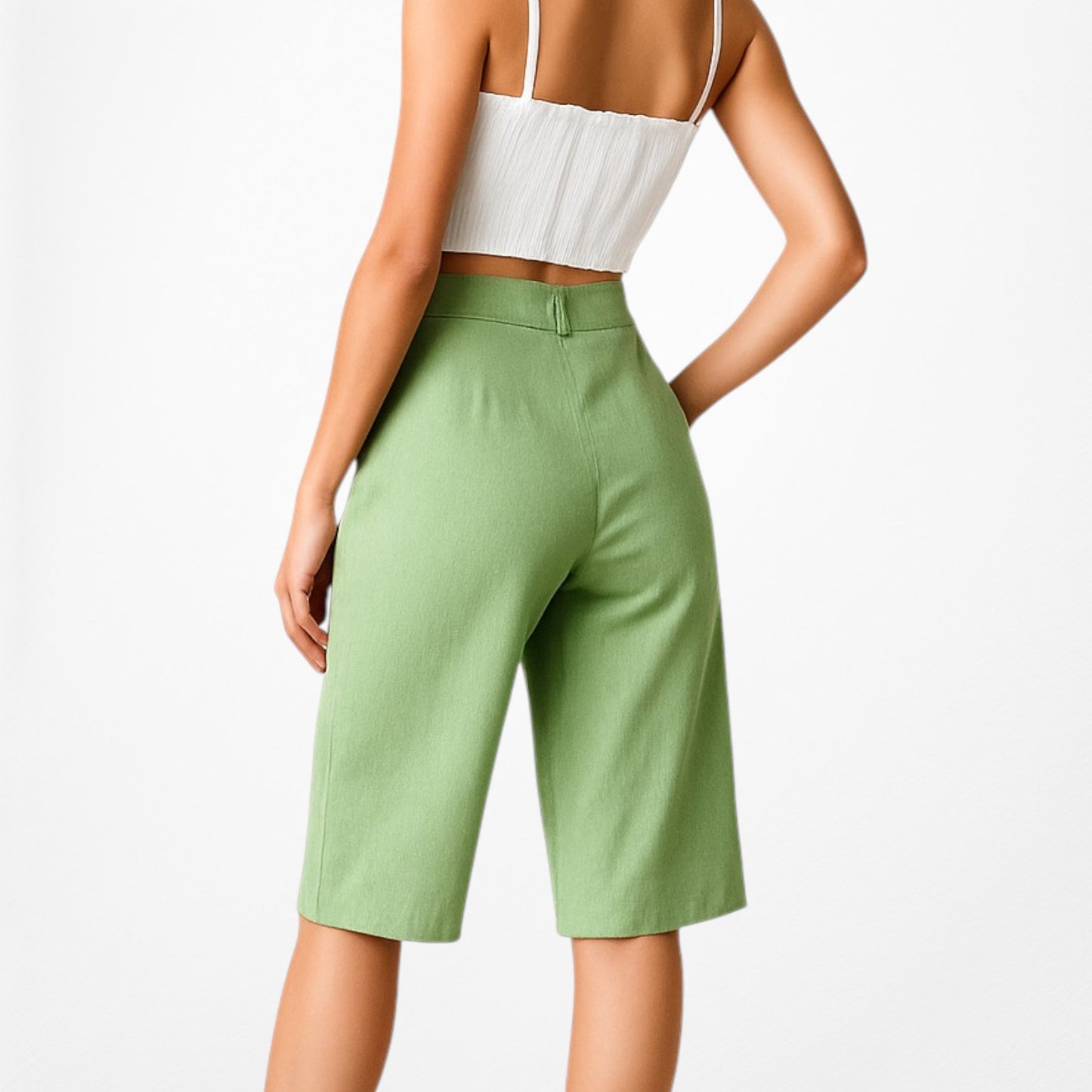 Zara Pastel Green High Waisted Casual Knee Length Bermuda Shorts Size XS/S