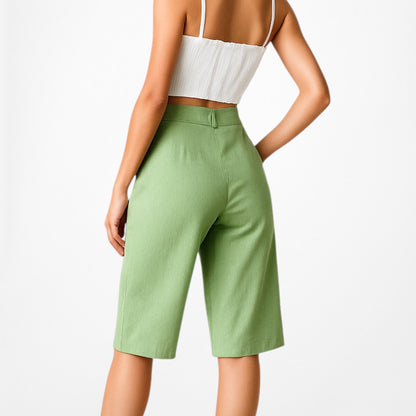 Zara Pastel Green High Waisted Casual Knee Length Bermuda Shorts Size XS/S