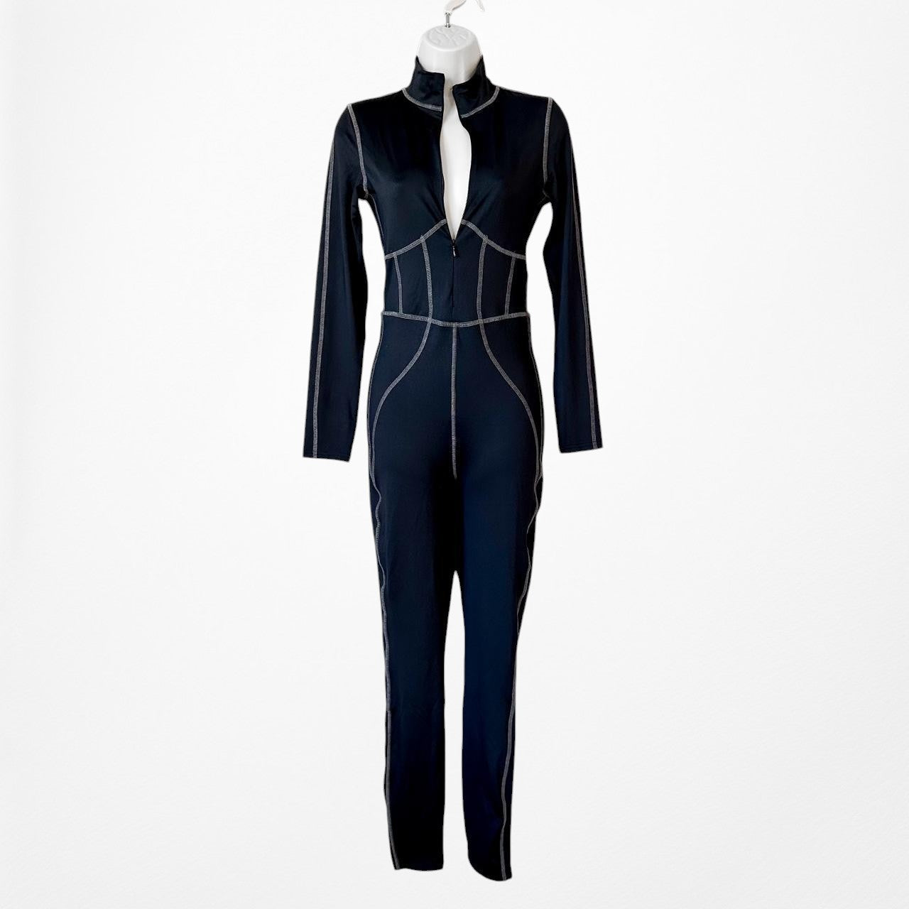 H&M Navy Blue Knit Long Sleeve One Piece Ski Jumpsuit Size S