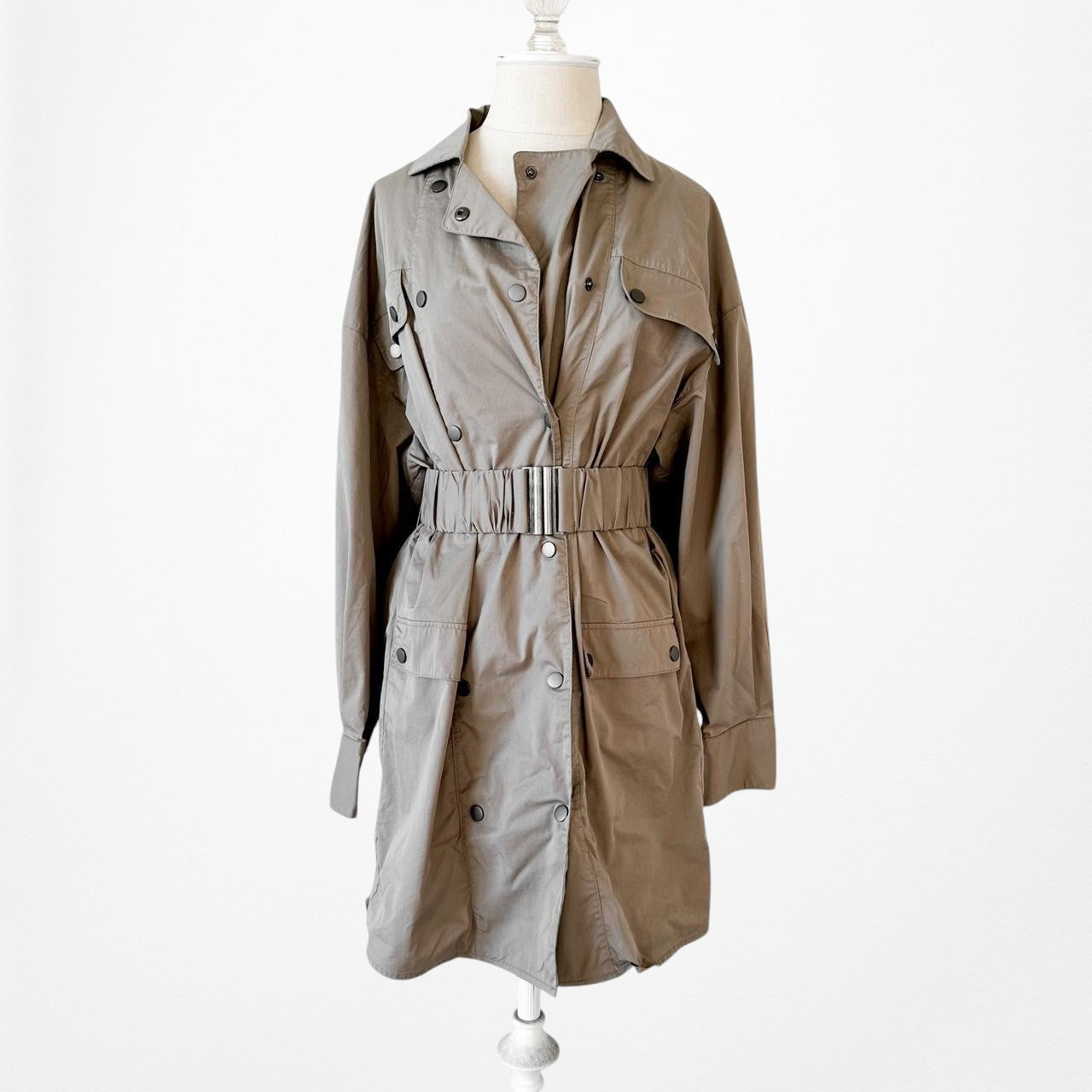 C/Meo Collective Olive Green Double Breasted Utility Cargo Mini Dress Size S