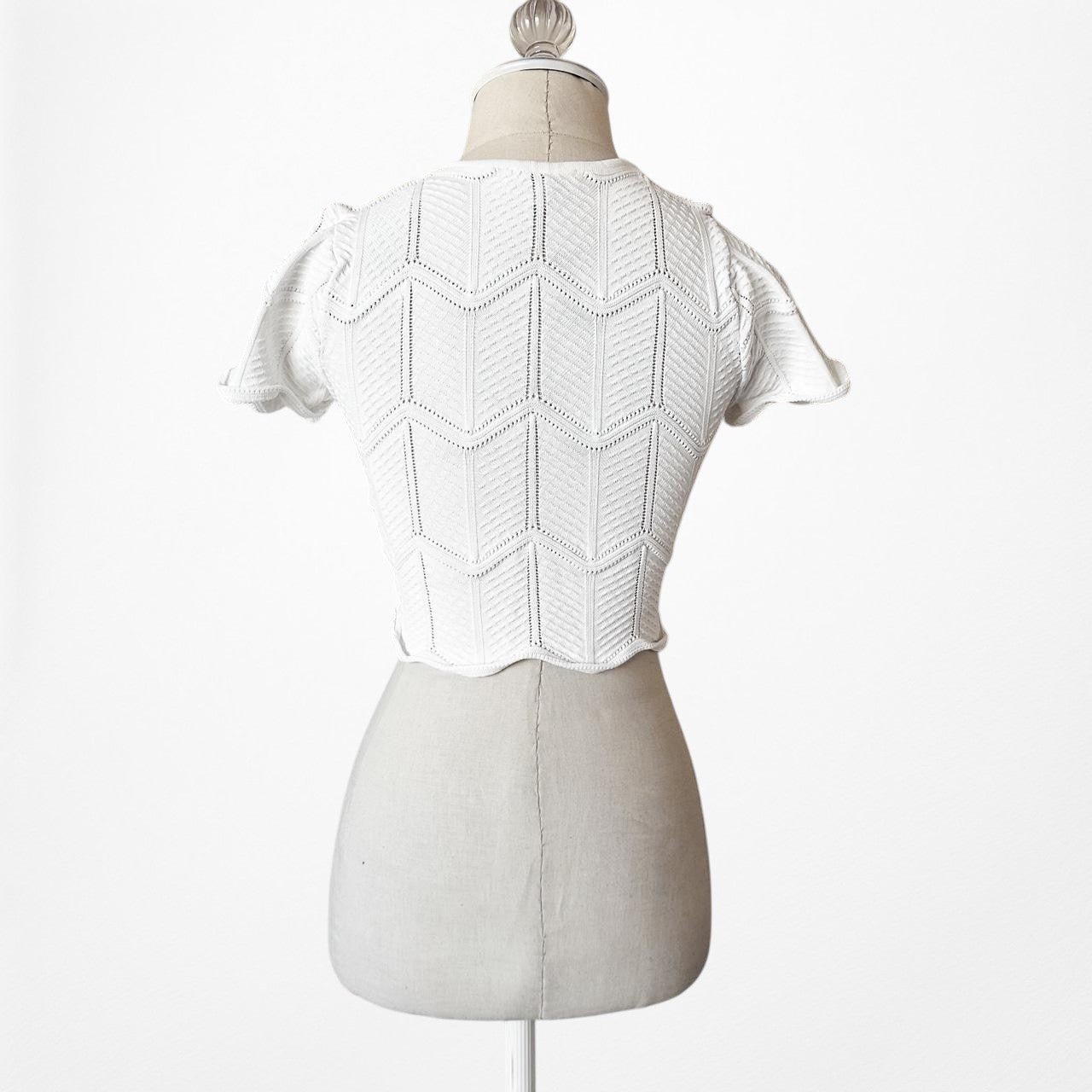 Lucy Paris Short Sleeve Knit Scallop Hem Crop Top Size XS