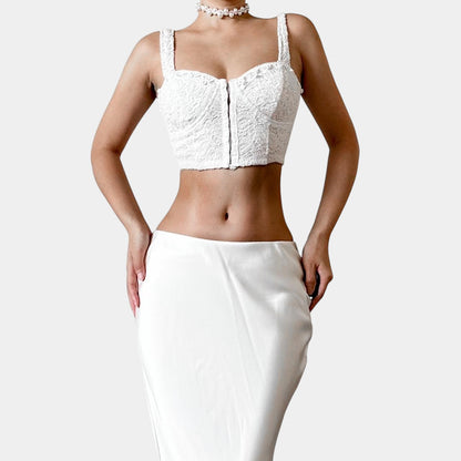 2B Bebe White Lace Bustier Corset Cami Tank Crop Top Size XS