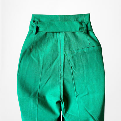 Zara Green High Waisted Button Front Detail Straight Leg Pants Size XS/S