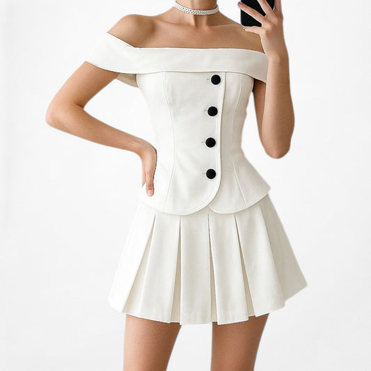 River Island White Button Front Off The Shoulder Peplum Blouse Top Size XS/S