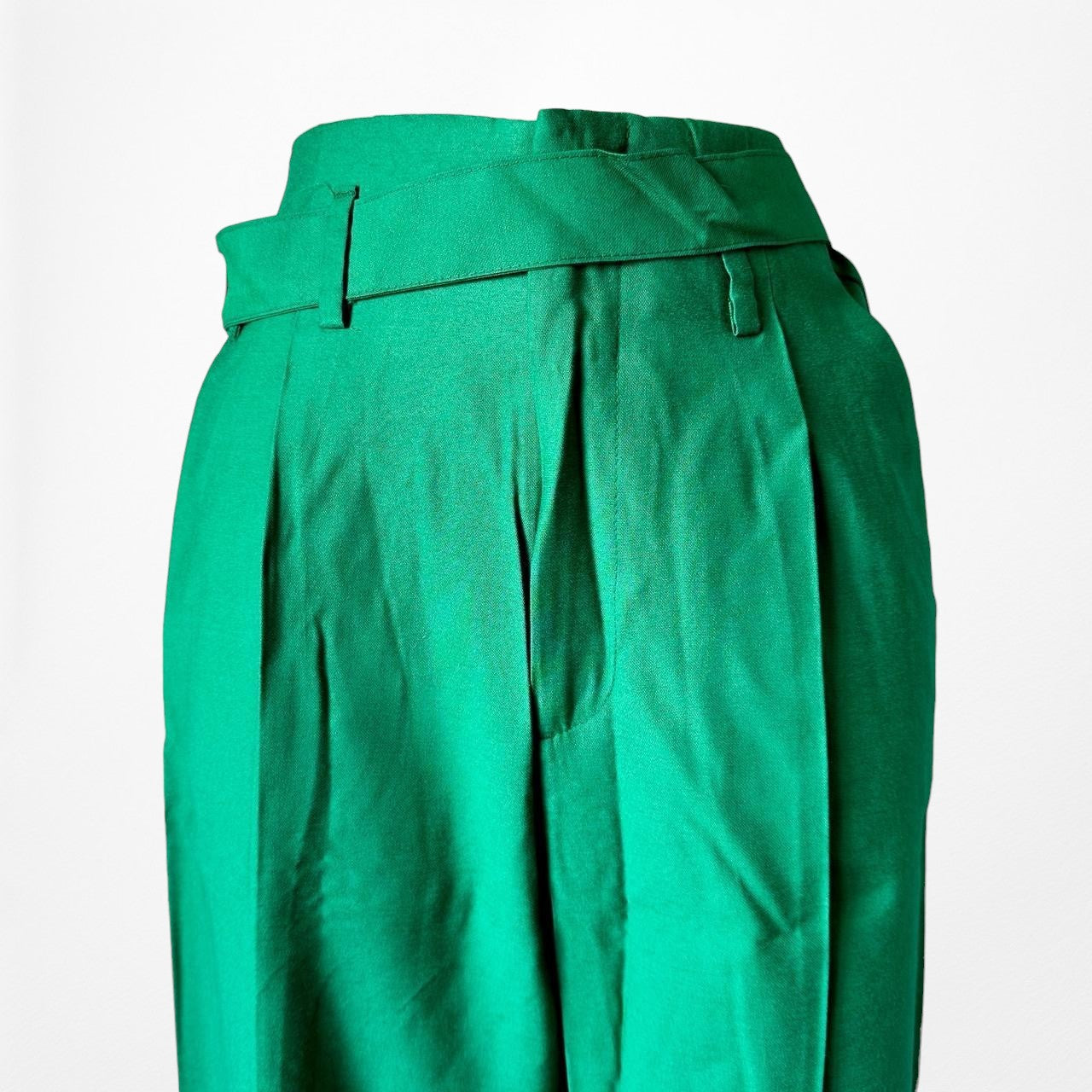 Zara Green High Waisted Button Front Detail Straight Leg Pants Size XS/S
