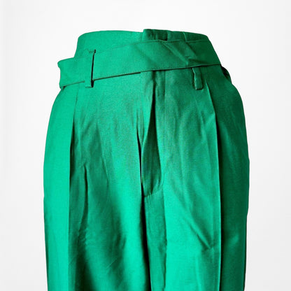 Zara Green High Waisted Button Front Detail Straight Leg Pants Size XS/S
