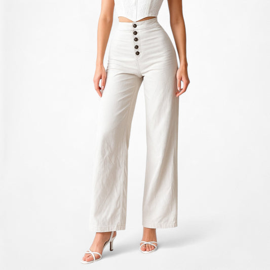 Cupcakes and Cashmere High Waisted Beige Cropped Culotte Pants Size XS/S