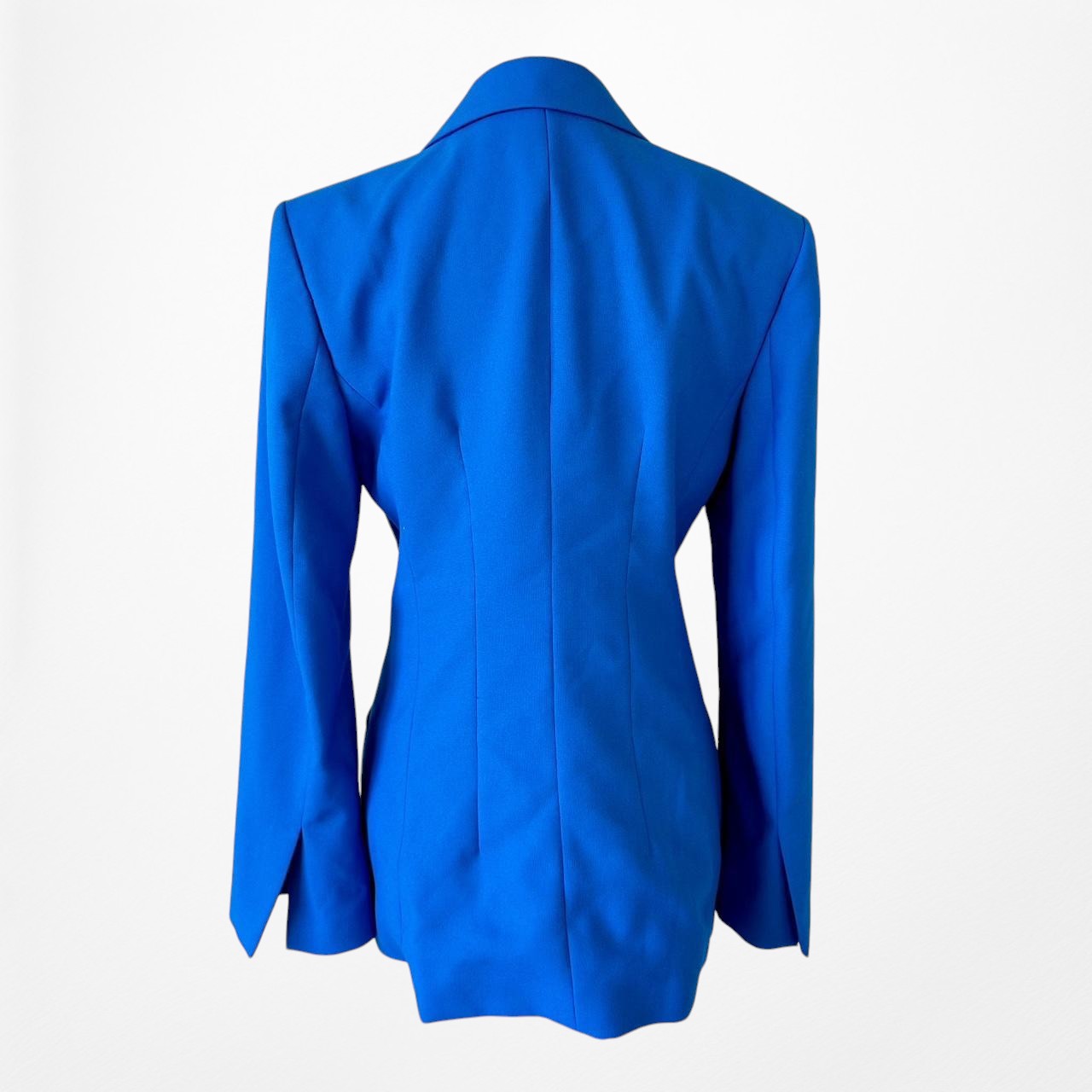 Zara Blue Shoulder Padded Tailored Fitted Single Button Blazer Jacket Size M