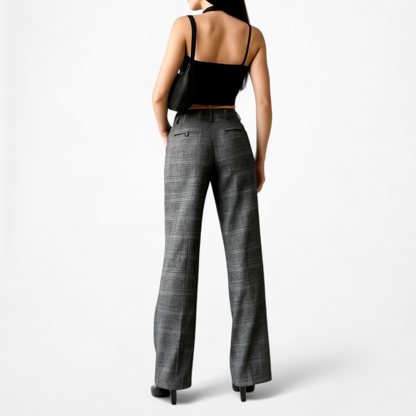 Calvin Klein Gray Plaid Checkered High Waisted Straight Leg Pants Size 2