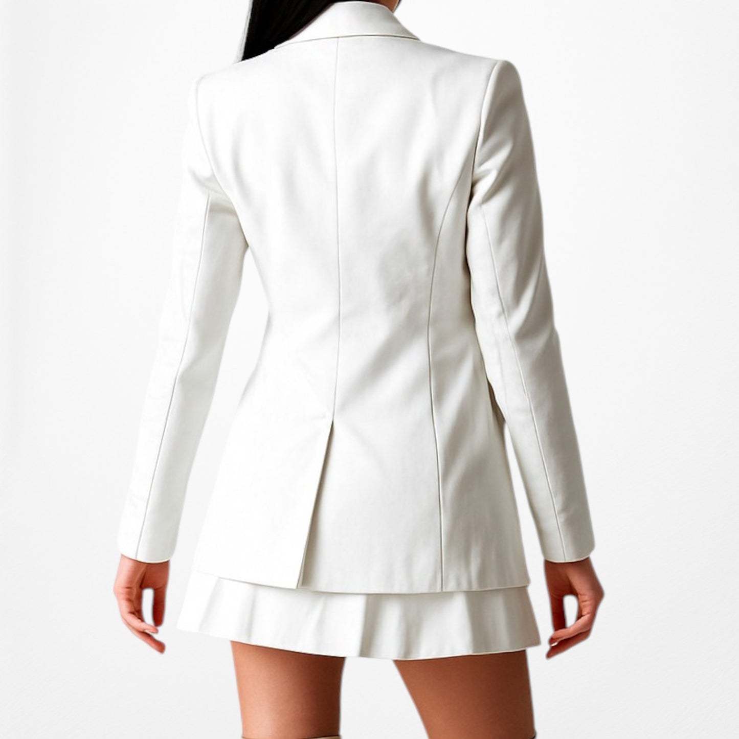 Mango White Double Breasted Shoulder Padded Tailored Fit Blazer Jacket Size XS