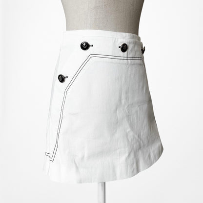 Zara White Denim High Waisted Button Front Bodycon Mini Skirt Size XS/S
