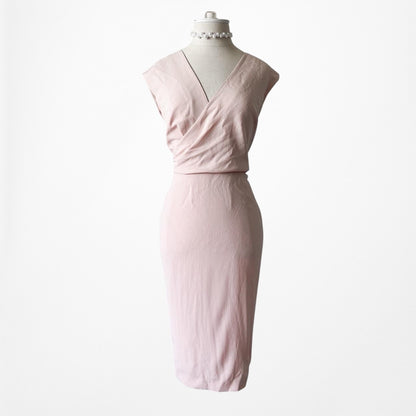 Ann Taylor Petite Pink Sleeveless V-Neck Knee Length Bodycon Dress Size M