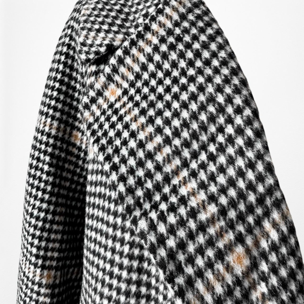 Zara Gray Checkered Plaid Oversized Wool Waist Tie Trench Style Jacket Coat