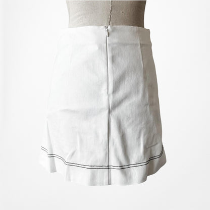 Zara White Denim High Waisted Button Front Bodycon Mini Skirt Size XS/S