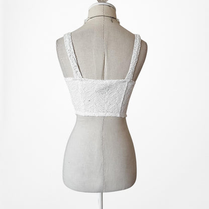 2B Bebe White Lace Bustier Corset Cami Tank Crop Top Size XS