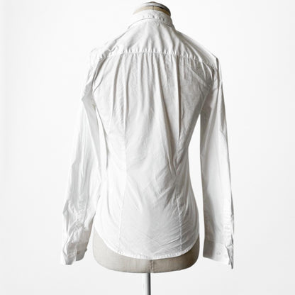 H&M White Long Sleeve Button Down Fitted Shirt Blouse Top Size XS/S