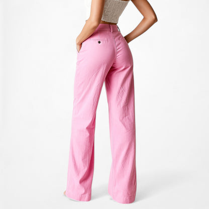 Zara Pink Pleated High Waisted Tailored Straight Leg Linen Pants Size XS/S