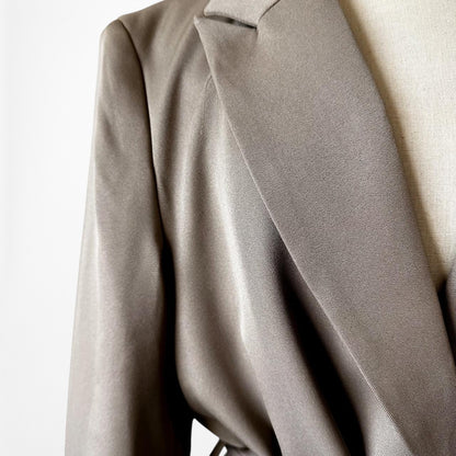 Nakd Brown Shoulder Padded Waist Tie Long Oversized Blazer Suit Jacket Size S/M