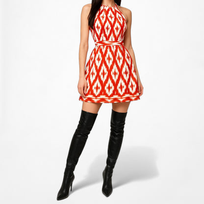 Dressbarn Orange White Printed Knee Length Cocktail Sundress Dress Size 6/M