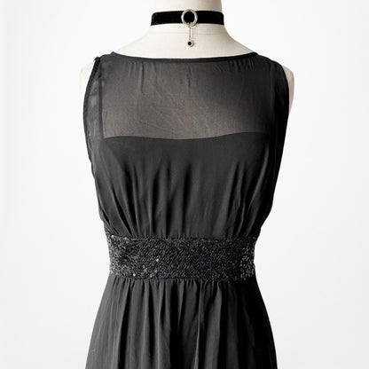 Chaps Black Sequin Embellished Maxi Formal Cocktail Dress Size M