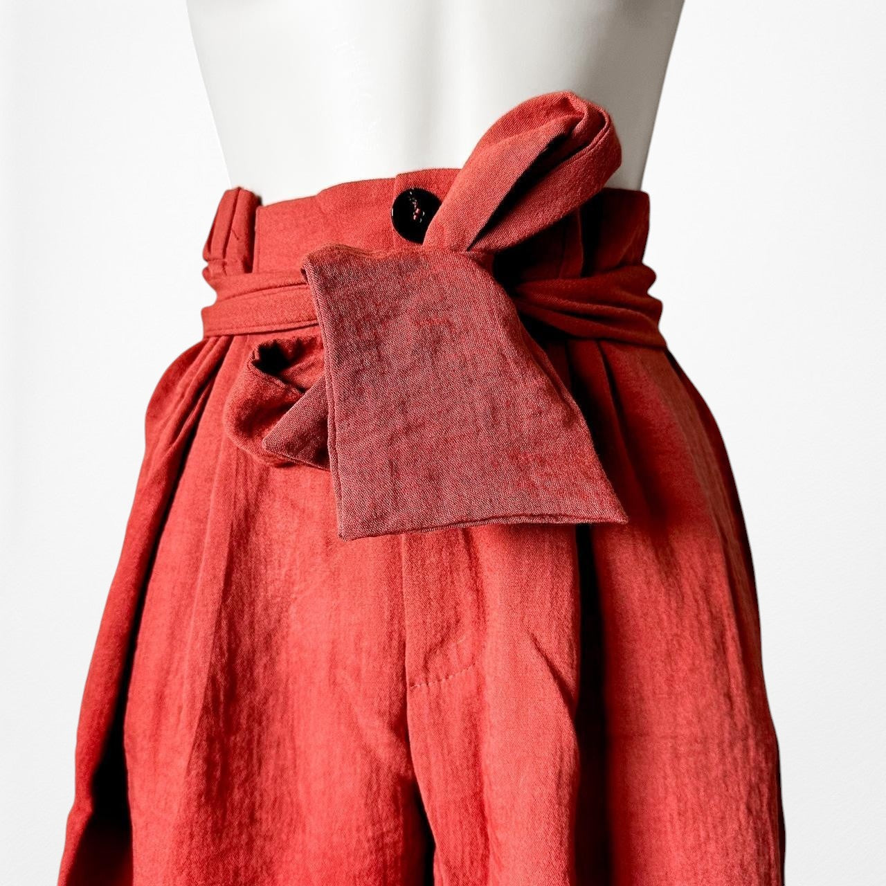 Mango Orange High Waisted Paperbag Waist Tie Cropped Capri Pants Size XS/S