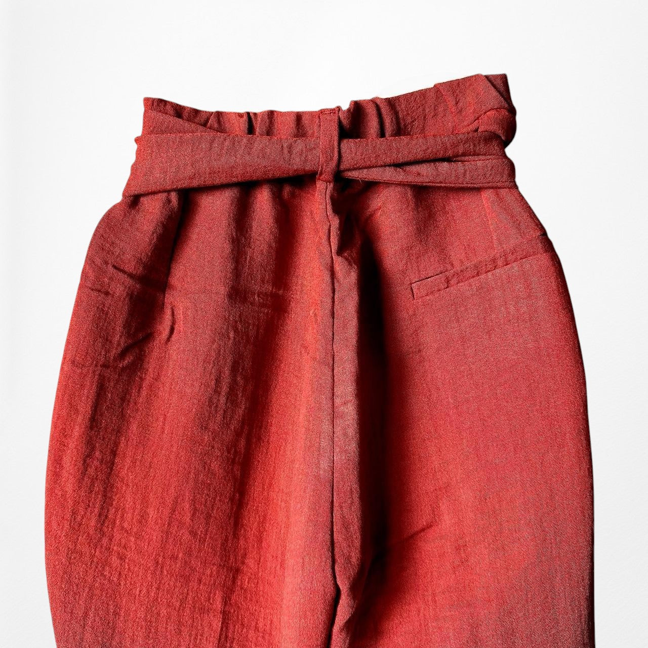 Mango Orange High Waisted Paperbag Waist Tie Cropped Capri Pants Size XS/S