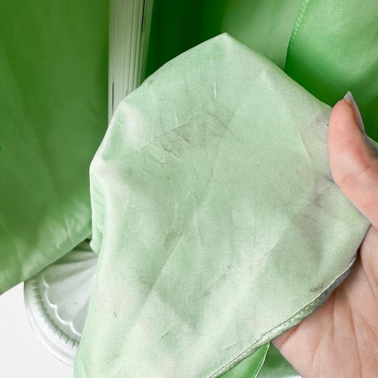 Vintage Green Strapless Silk Beaded High Low Mesh Maxi Flared Dress Size S