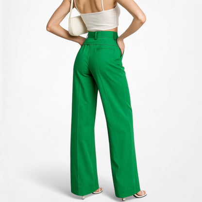 Zara Green High Waisted Button Front Detail Straight Leg Pants Size XS/S