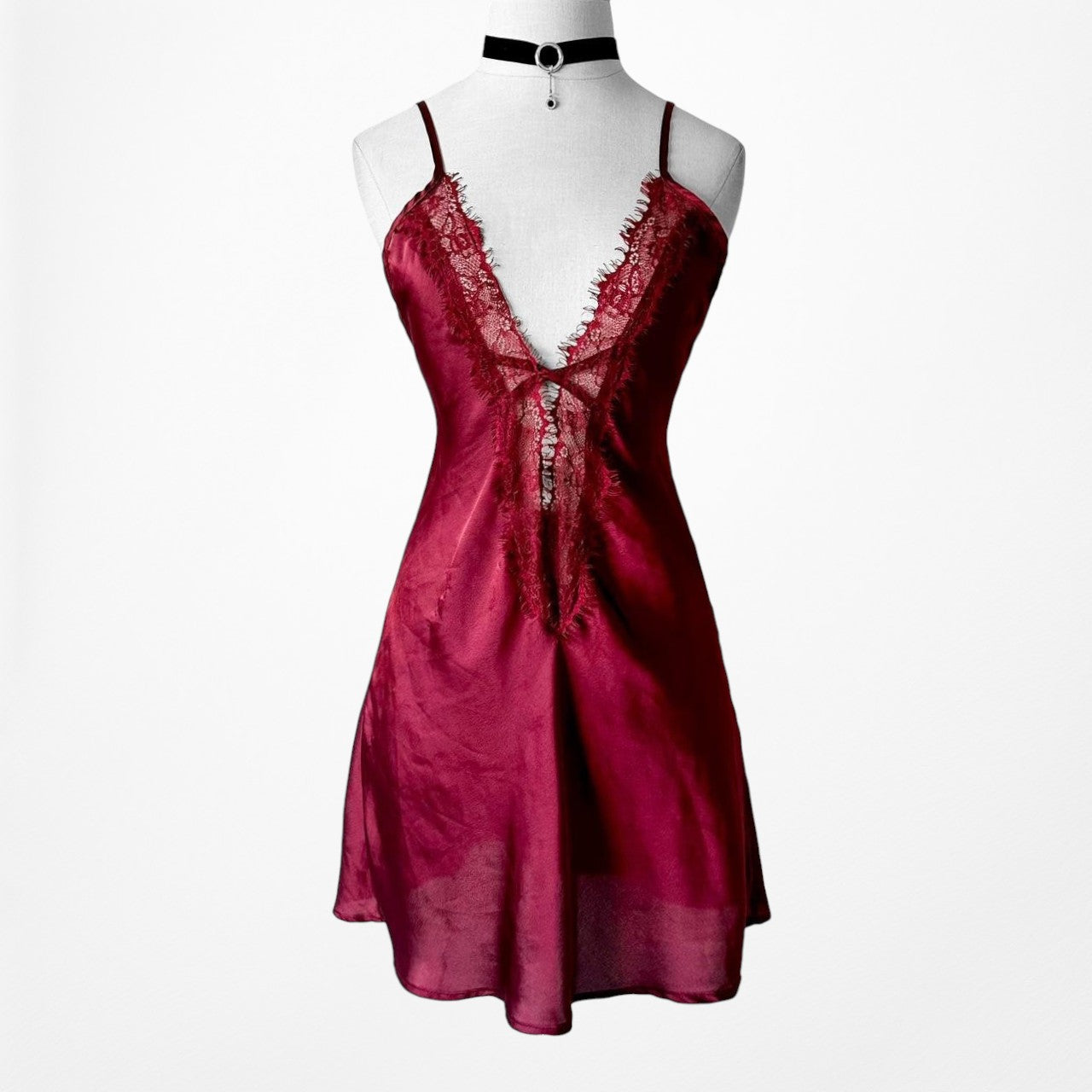 Missguided Burgundy Red Lace Up Pullover Babydoll Mini Lingerie Dress Size S