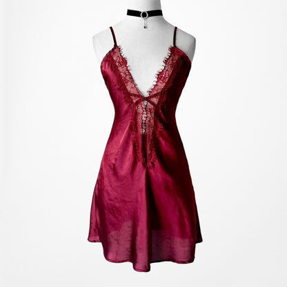 Missguided Burgundy Red Lace Up Pullover Babydoll Mini Lingerie Dress Size S