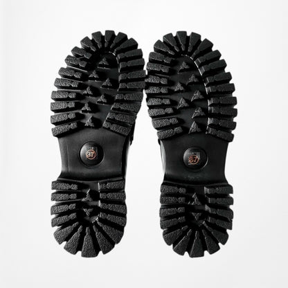 Na-kd Black Faux Patent Leather Gold Chain Platform Loafer Shoe Size 6.5