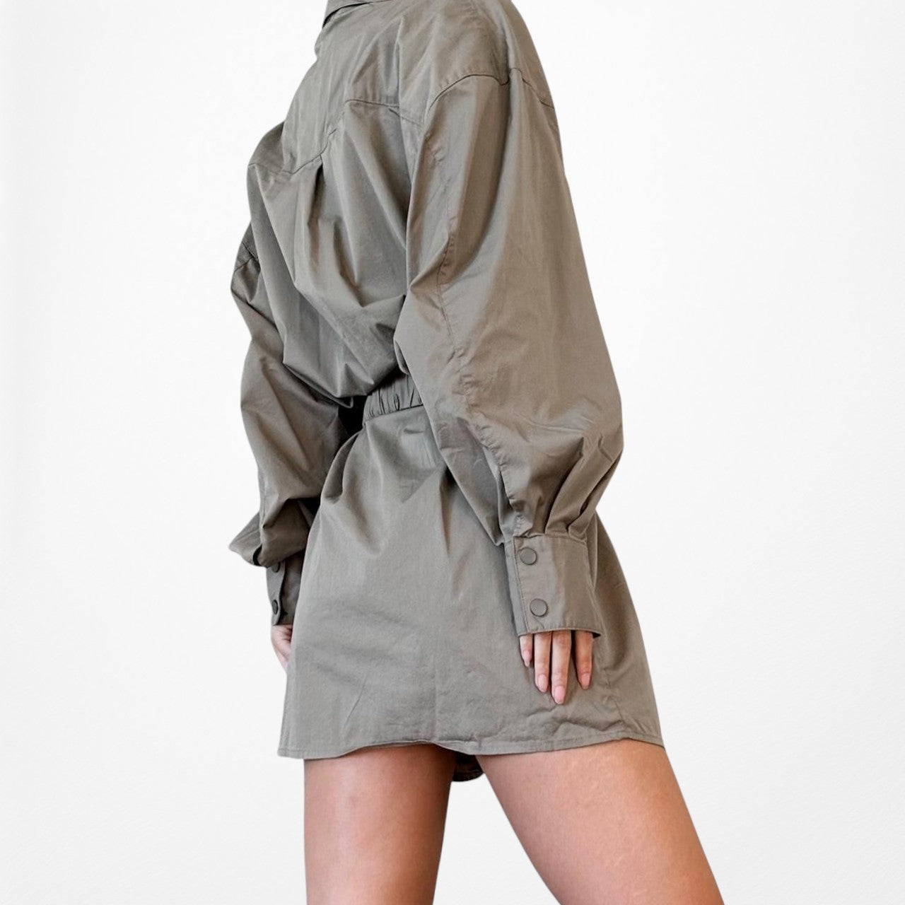 C/Meo Collective Olive Green Double Breasted Utility Cargo Mini Dress Size S